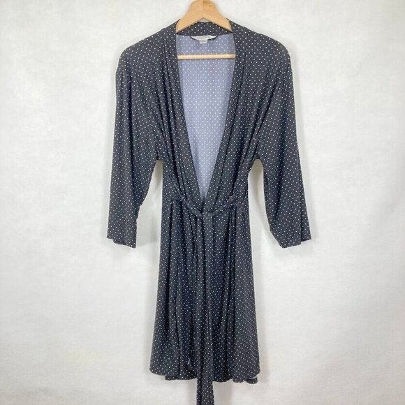 Marilyn Monroe Black And White Polka Dot 3/4 Sleeve Lightweight Short Robe L - Picture 1 of 5